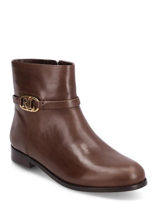 Se Lauren Ralph Lauren Briela Burnished Leather Bootie Lauren Ralph Lauren Brown ved Booztlet