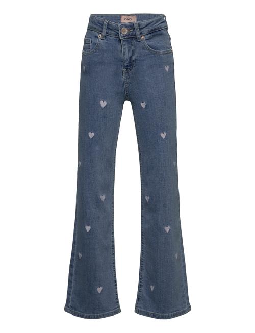 Se Kids Only Kogjuicy Wide Leg Heart Emb Dnm Jeans Kids Only Blue ved Booztlet