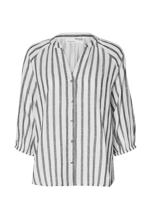 Selected Femme Slfalberta 3/4 Stripe Shirt Noos Selected Femme White