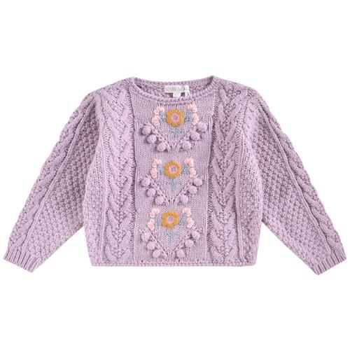 Louise Misha Vinia Strikket Baby Sweater Parme | Lyserød | 24 months