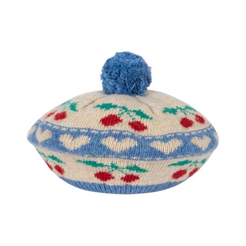 Konges Sløjd Belou Knit Beret - Cherry Stripe | Lyserød | 5-8 years