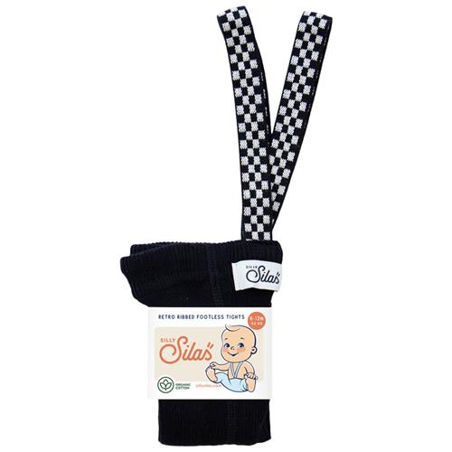 Silly Silas Footless Tights Classic Black Checked Løse strømpebukser Classic Black Checked | Sort | 1-2 years