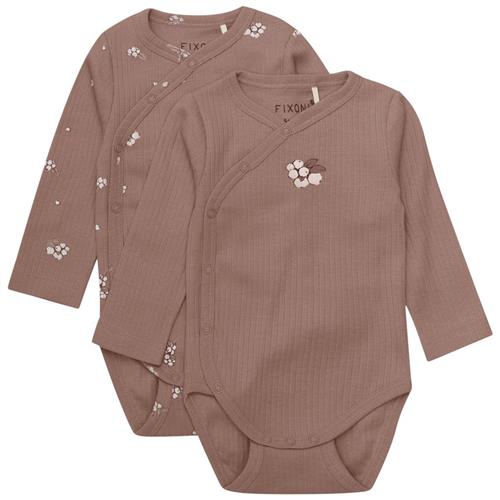 Fixoni Wrap Body LS 2-Pack Rib Deep Taupe Wrap Body Baby Body Deep Taupe Kollektion | Brun | 74 cm