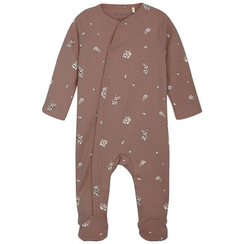 Fixoni Nightsuit w. Feet Rib Deep Taupe Natsæt Babygrow Deep Taupe Bomuldskomfort | Brun | 44 cm