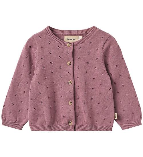 Se Wheat Cardigan - Strik - Maia - Lavender Dawn m. HulmÃ¸nster ved KidsWorld