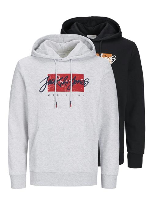 Se JACK & JONES Sweatshirt 'JJTiley'  marin / grå-meleret / rød / sort ved About You