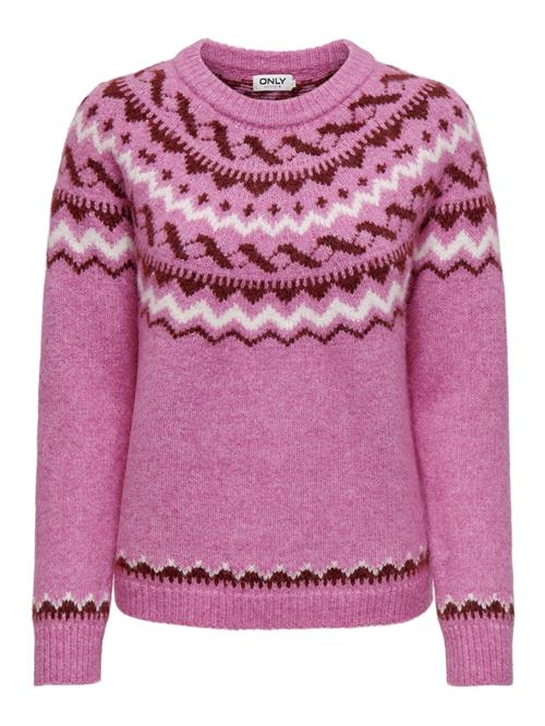 ONLY Pullover 'ONLISLE'  lys pink / vinrød / hvid