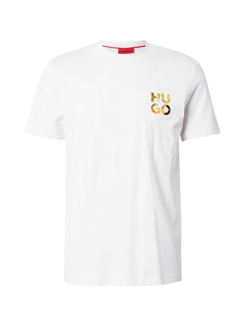 Se HUGO Bluser & t-shirts 'Diridumti'  mørkebrun / sennep / guld / hvid ved About You