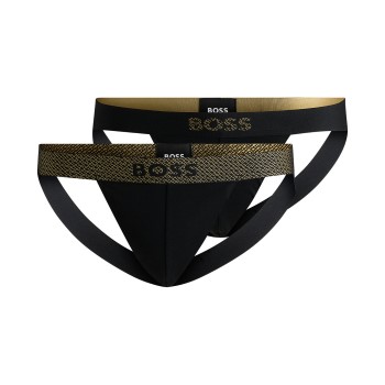 BOSS 2P Jock Strap Gift Sort/Guld bomuld Large Herre