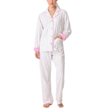 PJ Salvage Long Sleeve Flannel Pyjama Hvid/Rosa bomuld Small Dame