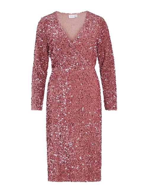 Viylla L/S Wrap Mid Calf Sequin Dress/Ka Vila Pink