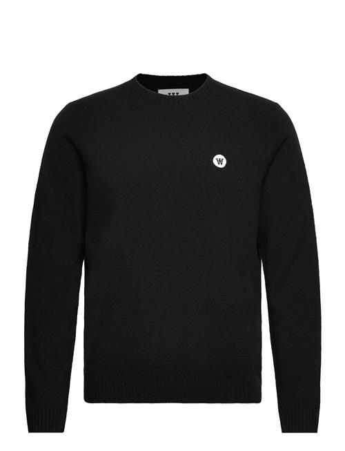 Se Double A by Wood Wood Tay Badge Lambswool Jumper Double A By Wood Wood Black ved Booztlet