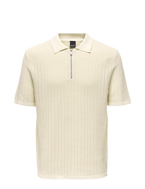 Se ONLY & SONS Onsdomi Ds 12 Struc Half Zip Polo Knit ONLY & SONS Cream ved Booztlet