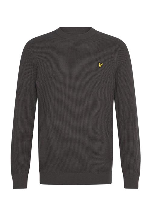 Lyle & Scott Grid Knit Crew Neck Jumper Lyle & Scott Grey