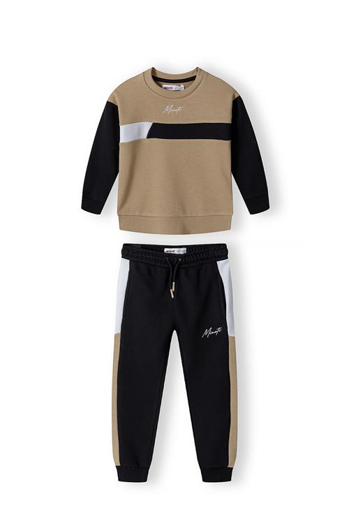 MINOTI Joggingdragt  beige / sort / hvid