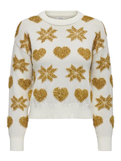 ONLY Pullover 'Xmas Love'  guld / hvid