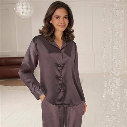 Lady Avenue Satin Long Sleeve Pyjamas Pyjamassæt Str XL - Bomuld hos Magasin