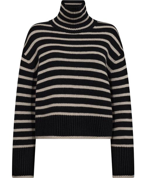 Se Lisa Yang Fleur Stripes Sweater Black/sand Stripes Size 2 Kvinde Black/sand Stripes Rullekraver Str XS - hos Magasin ved Magasin