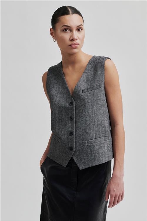 Se Second Female Waleria Wool Waistcoat Kvinde Black Veste Str XS - hos Magasin ved Magasin