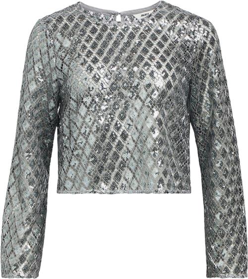 Object Objgitte LO L/S TOP 136 Kvinde Asphalt/silver Sequins Toppe Loose Fit Str S - hos Magasin