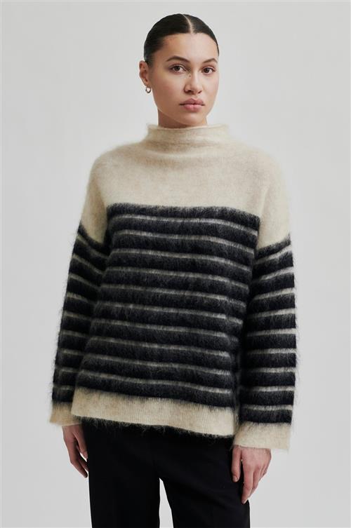 Second Female Juta Knit Mohair Blend Tneck Kvinde Black Sweaters Str S Mohair - hos Magasin