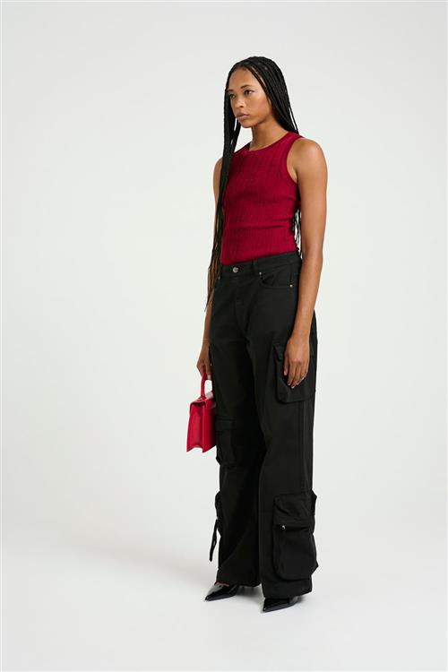 Se Gestuz Silvigz rib sl top Kvinde Feisty Red Metallic Tanktoppe Str S - hos Magasin ved Magasin