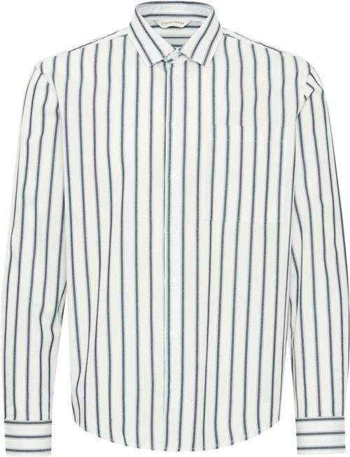 Se Casual Friday Cfalvin LS Dobby Striped Shirt Kvinde Snow White Skjorter Relaxed Fit Str S - hos Magasin ved Magasin