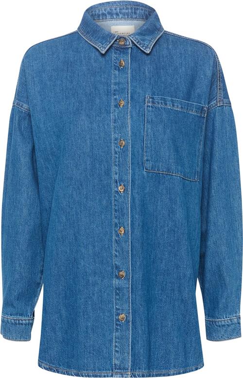 My Essential Wardrobe Malomw 143 Shirt Kvinde Medium Blue Vintage Wash Denimskjorter Str 38 - hos Magasin