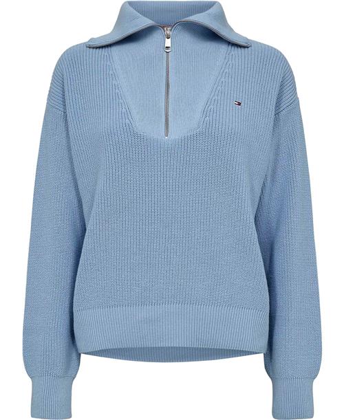 Se Tommy Hilfiger CO Cardi Stitch 1/2 ZIP SWT Kvinde Well Water Sweatshirts Str S - hos Magasin ved Magasin