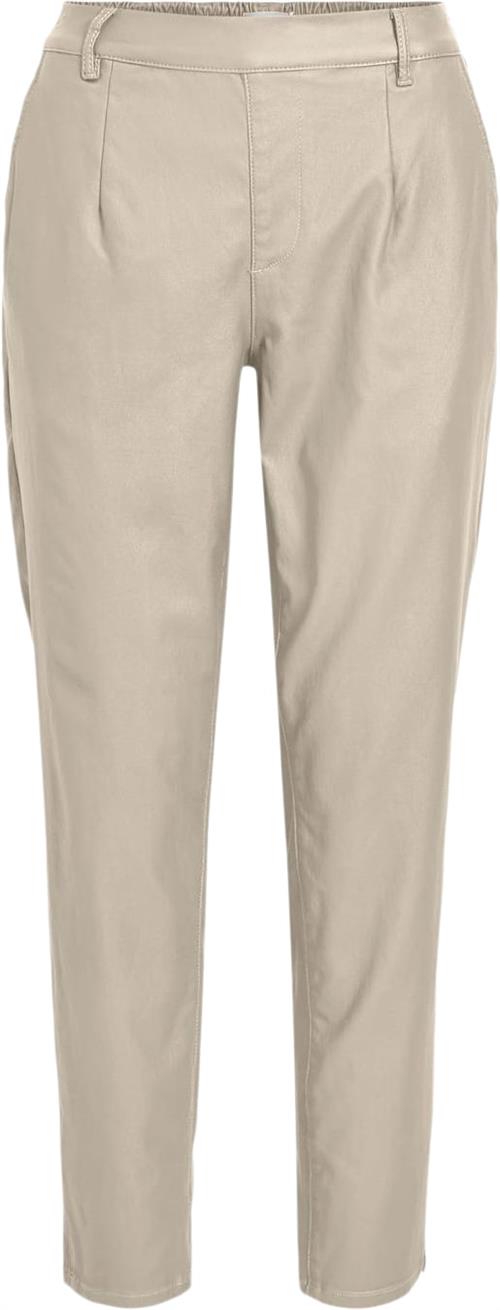 Object Objbelle Lisa Coated Pant Noos Kvinde Sandshell/col Bukser Med Smalle Ben Str 38 - hos Magasin