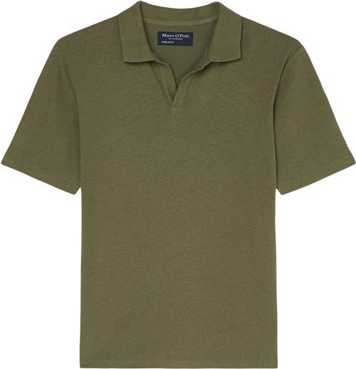 Marc O’Polo Polo, Short Sleeve, Cotton Linen mi Mand Olive Kortærmede Poloer Str M - hos Magasin