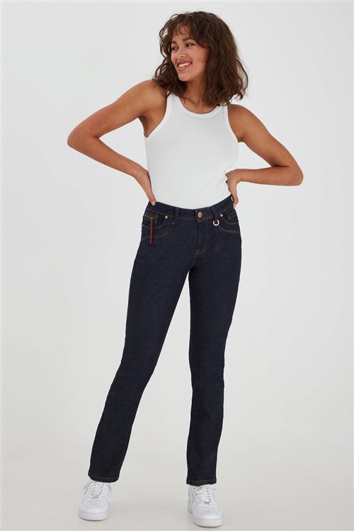 PULZ Jeans Pzkarolina HW Jeans Straight Leg Kvinde Un-washed Denim Straight Jeans Str 33/32 - Denim hos Magasin