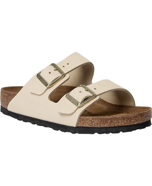 Se Birkenstock Arizona Lenb Ecru Kvinde Beige Flade Sandaler Str 41 - hos Magasin ved Magasin