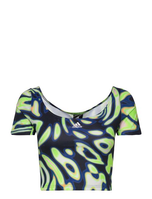 Vibrant Print Crop T-Shirt Adidas Sportswear Navy