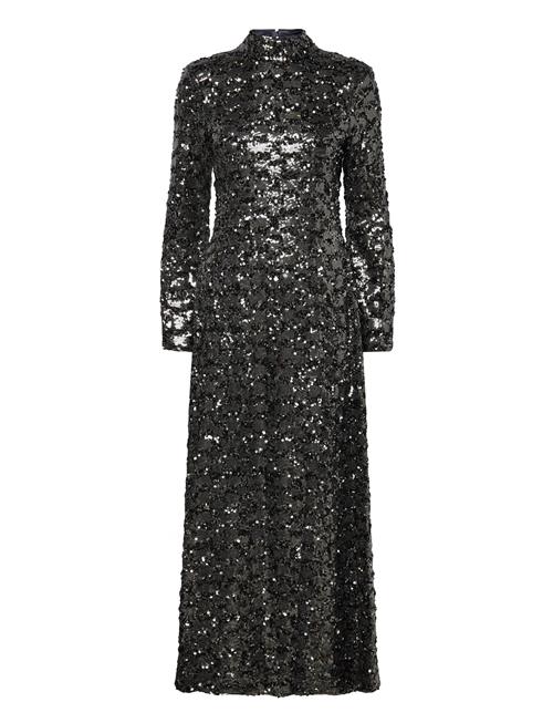 Rose Flared Sleeve Sequin Maxi Dress Malina Black