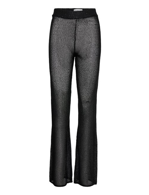 REMAIN Birger Christensen Sequin Knit Fitted Flared Pants REMAIN Birger Christensen Black