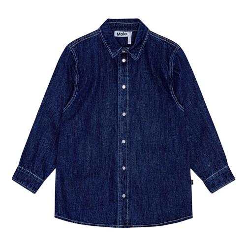 Se Molo Rain Skjorte Oceanic Denim | Marine blå | 158/164 cm ved Babyshop