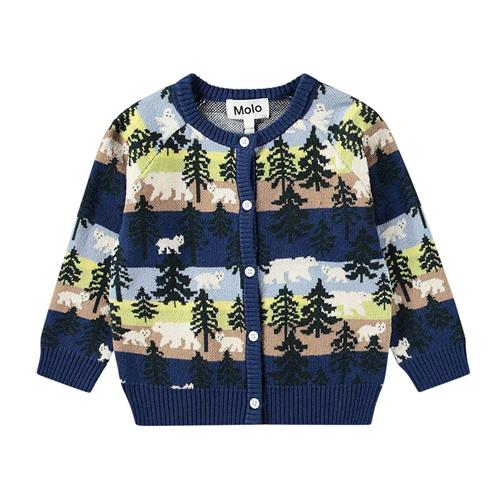 Se Molo Brody Cardigan Forest Bears | Blå | 104 cm ved Babyshop