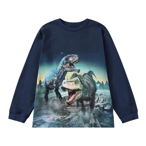 Molo GOTS Rube Langærmet T-shirt Playing Dinos | Marine blå | 116 cm