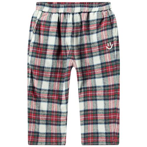 Se Molo GOTS Sois Ternede Bukser Pine Check 92 cm  Hvid  92 cm  Unisex ved Babyshop