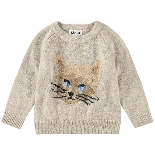 Se Molo Gilby Strikket trøje Kitten | Beige | 62 cm ved Babyshop