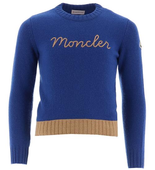 Se Moncler Bluse - Uld - BlÃ¥ m. Brun ved KidsWorld