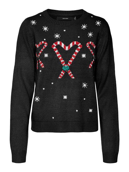 VERO MODA Pullover 'Candy Heart'  jade / rød / sort / hvid