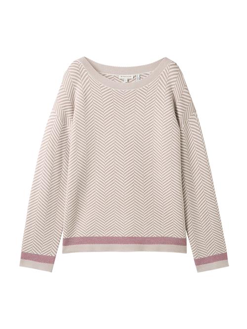 Se TOM TAILOR Pullover  beige / mørkerød / offwhite ved About You