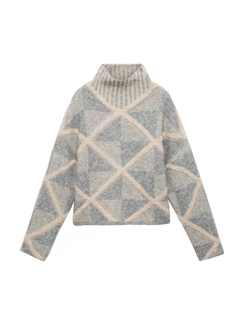 MANGO Pullover 'Rombu'  grå / hvid