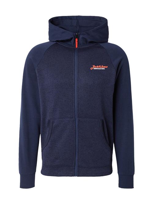 Se JACK & JONES Sweatjakke 'JJERIK'  navy / orange / hvid ved About You