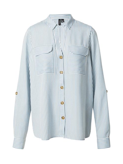 VERO MODA Bluse 'BUMPY'  blå / hvid