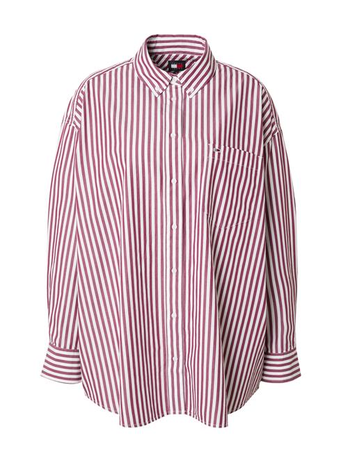 Tommy Jeans Bluse 'OVS PINSTRIPE'  marin / lilla / rød / hvid