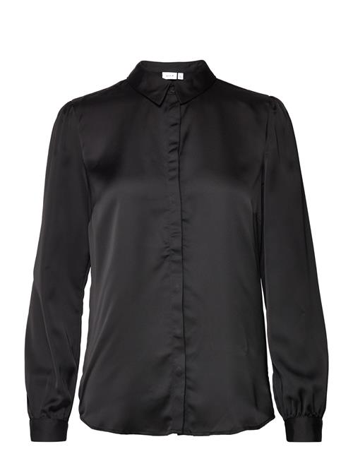 Vila Viellette Satin L/S Shirt - Noos Vila Black