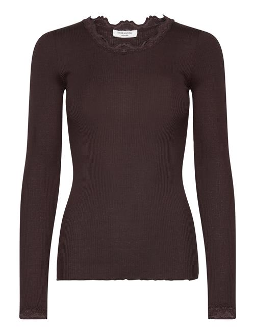 Se Rosemunde Silk T-Shirt W/ Lace Rosemunde Brown ved Booztlet